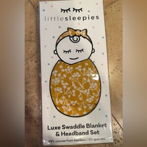 Little Sleepies Golden Poppies Swaddle Blanket & Headband Set